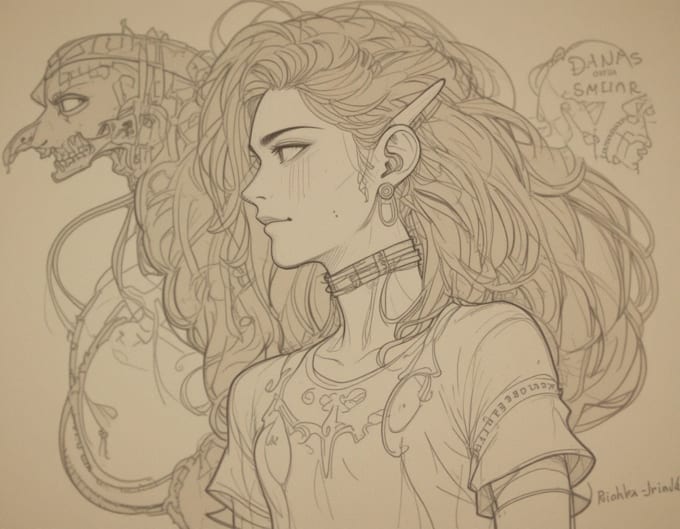 sketch fantasy character concept art