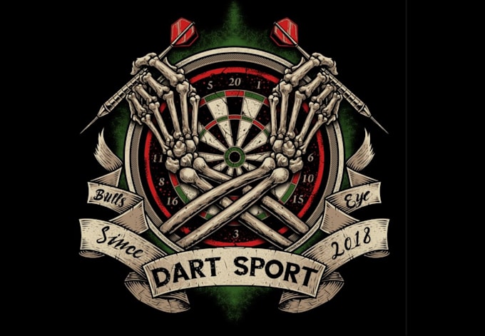 make vintage skull darts t shirt logo