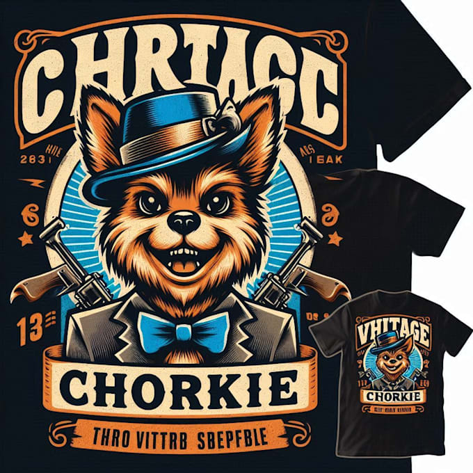 design vintage chorkie mascot logo t shirt design with t shirt design