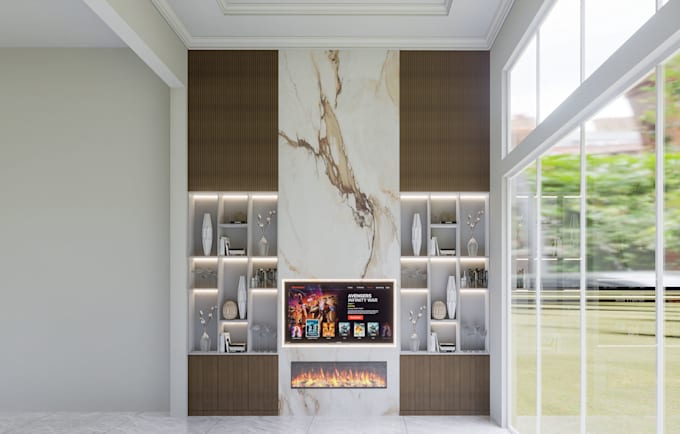 design tv wall, tv units, and storage cabinets with 3d