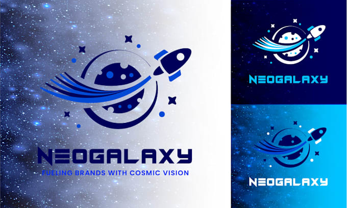 create modern space, astronaut, galaxy, planet logo design