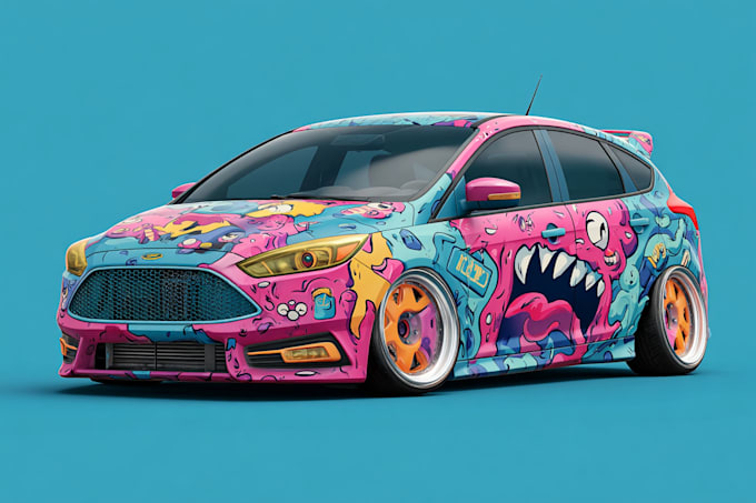do itasha car wrap design, racing car wrap design