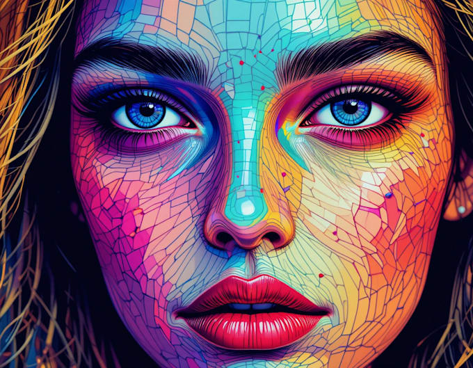 create a face into color vector art portrait