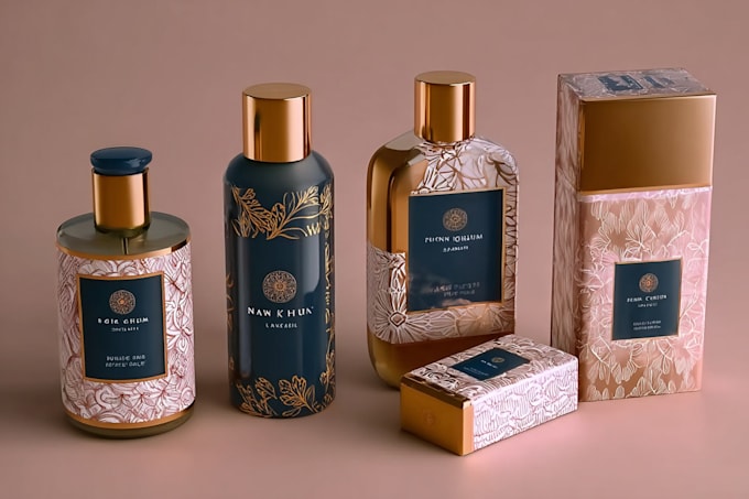 design luxurious cosmetic labels and elegant packaging