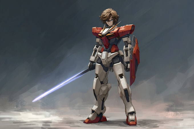 draw mecha gundam and humanoid character concept for you