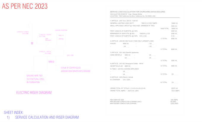 do set of electrical plans for permit as per national electrical code in autocad