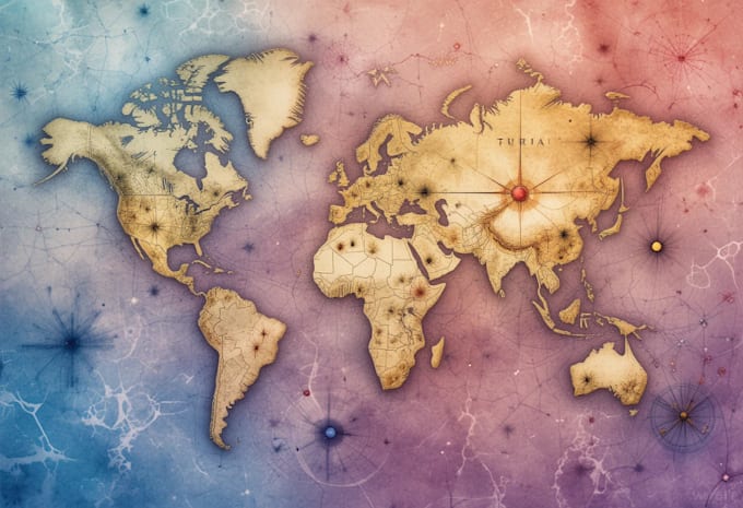 do a watercolor fantasy map or sourvenir map illustration