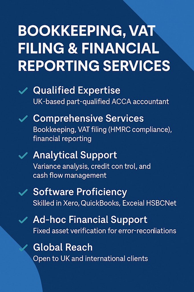 do bookkeeping vat filing and financial reporting