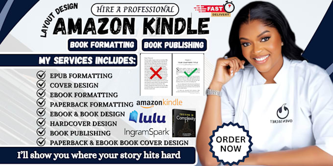 do book formatting for amazon KDP, proofreading, kindle publishing, cover design