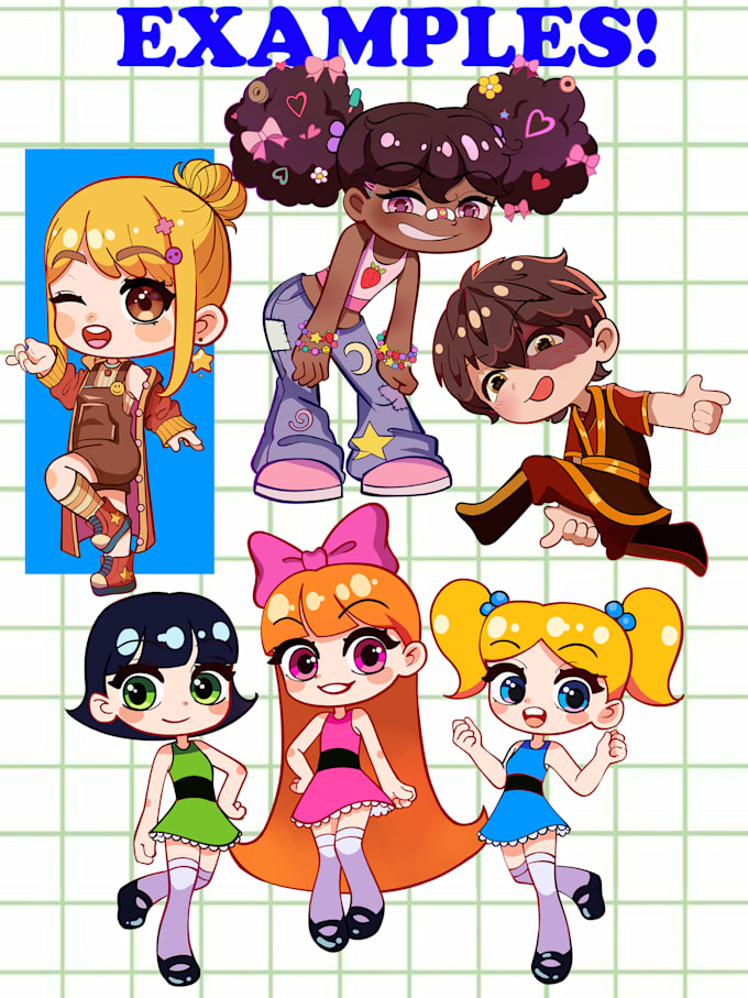 draw cute full body chibi illustration and icon