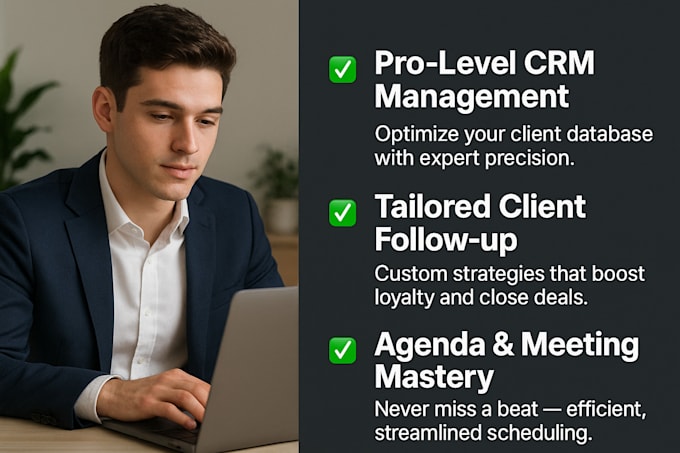 virtual assistant CRM data analytics copywriting and client follow up