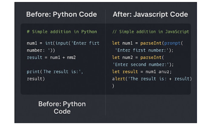 convert python code to javascript