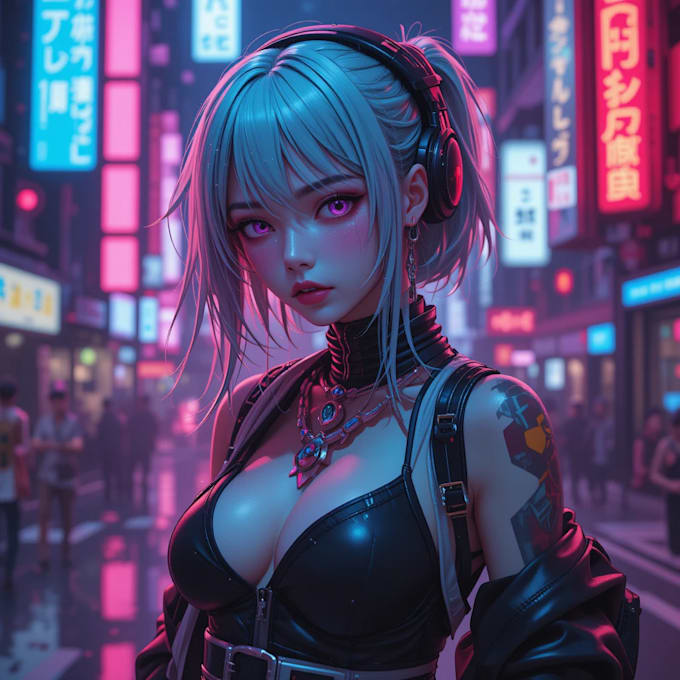 do a cyberpunk anime art