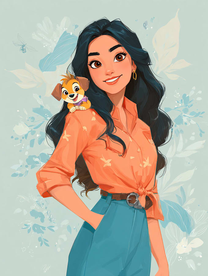 draw disney cartoon illustration for you