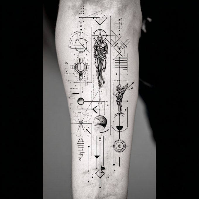 create geometric, fine line or micro realism tattoo design