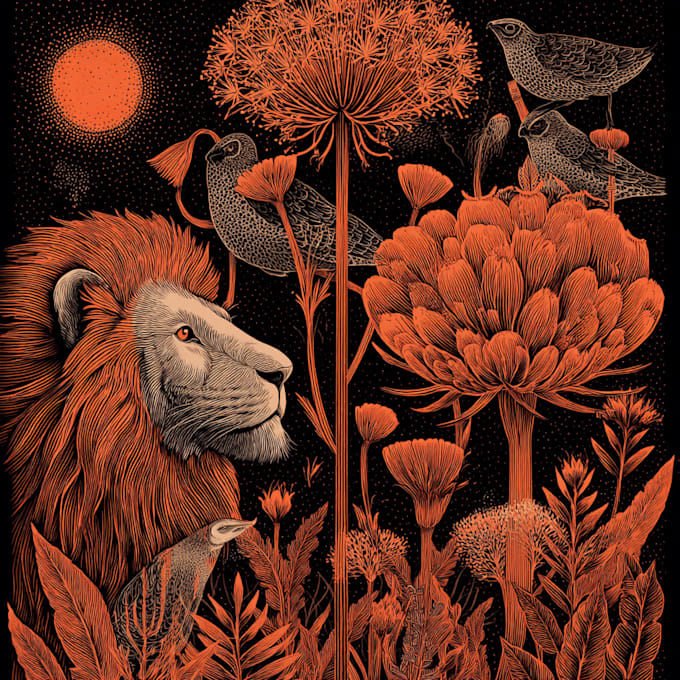 draw an animal and botanical illustration