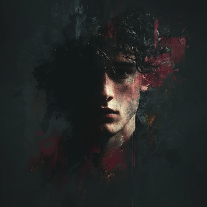 paint digital realistic or abstract dark art portraits