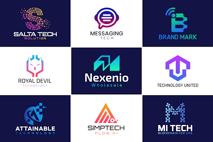 design minimalist technology crypto tech app icon saas security startup logo
