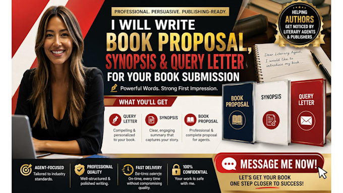 write a professional book proposal synopsis and query letter for book submission