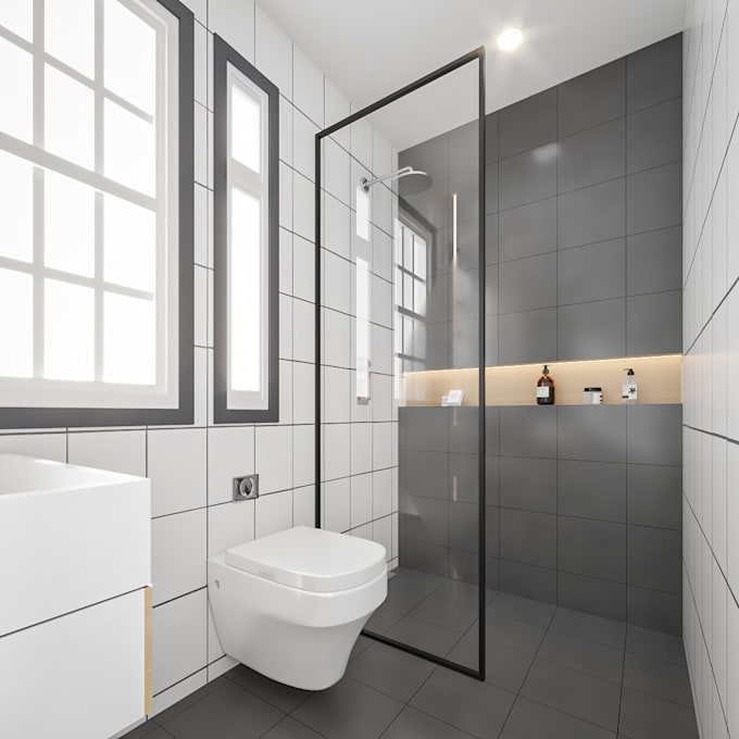 do bathroom interior design, 3d bathroom rendering
