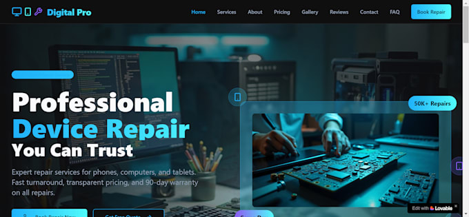create computer repair website mobile repair website electronic phone website