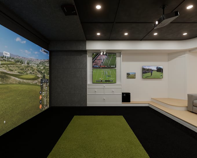 Recreate 3d golf showroom, cgi virtual golf, sport render, functional ...