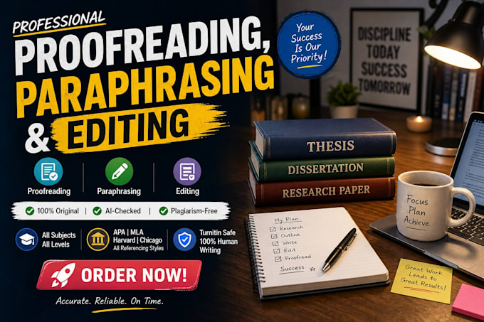 paraphrase,rephrase, proofread and edit your articles,thesis and dissertation