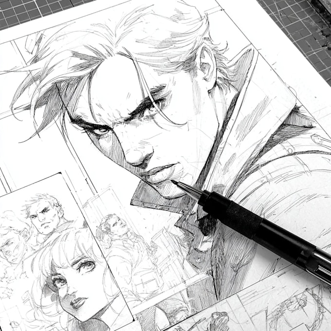 Do your comic book page line art by Christboys | Fiverr