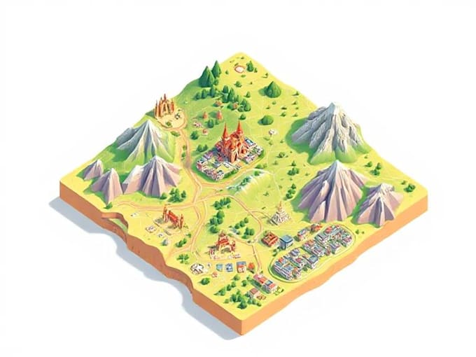 draw high quality vector or isometric map illustrations
