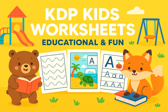 design KDP tracing worksheets and educational activity pages for kids