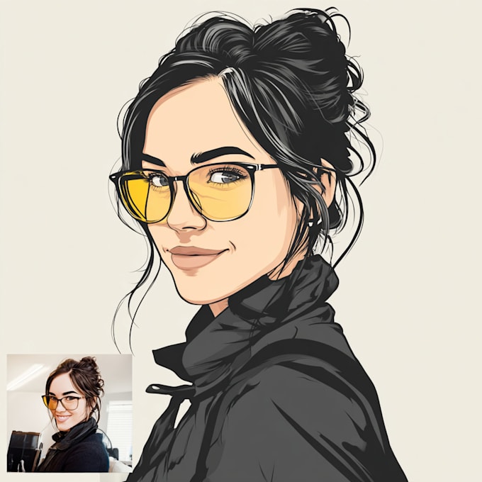 draw cartoon vector portrait with your face