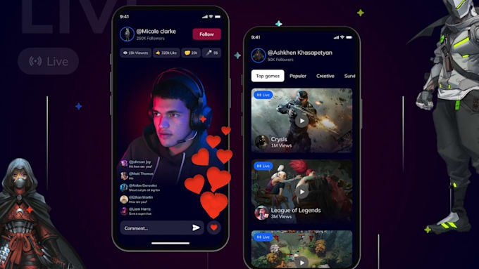 develop live streaming app, live streaming website, video stream app dashboard
