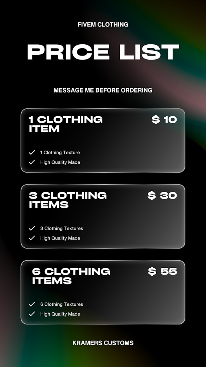 design custom fivem clothing, eup, uniforms, mc and gang outfits