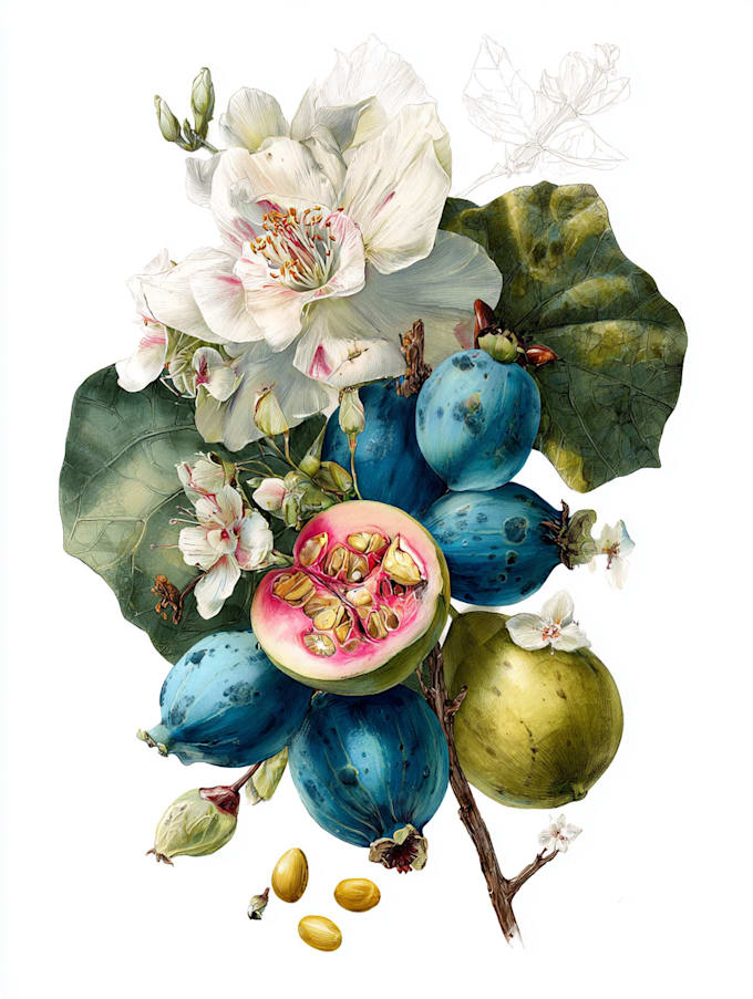 draw realistic botanical illustration