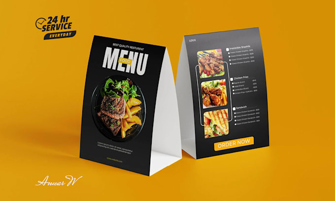 design custom food menu for restaurant, bar, or coffee shop