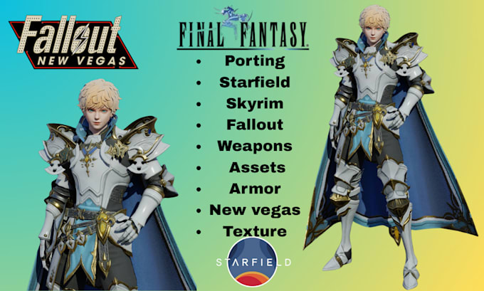 create, edit or port mods for fallout, ffxiv, skyrim, gmod, starfield mod
