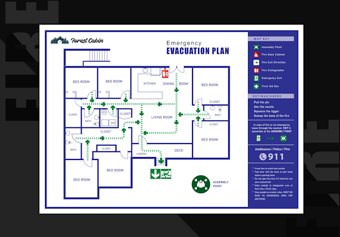design emergency evacuation plan or fire safety plan