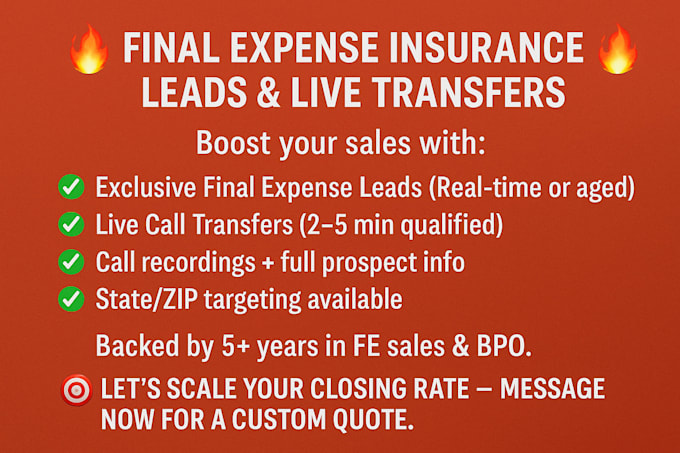provide qualified final expense CPA closed leads ready to buy