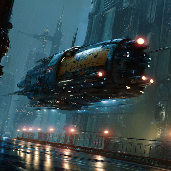 illustrate a sci fi spaceship art