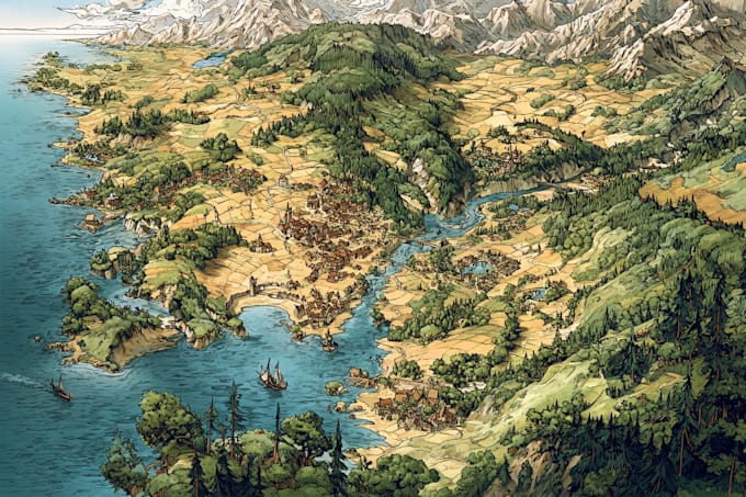 draw fantasy map illustration isometric map