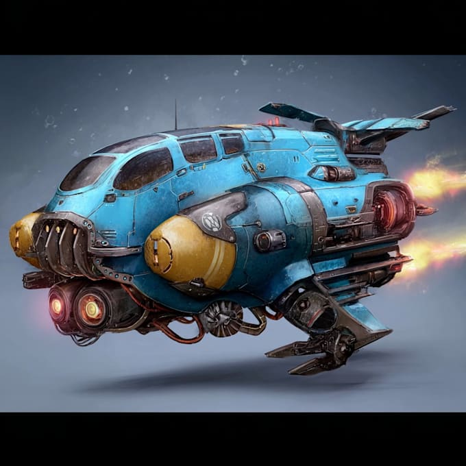 create high quality 3d concept art for vehicles, spaceships, and more