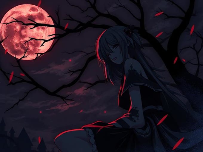 draw dark anime style art illustration