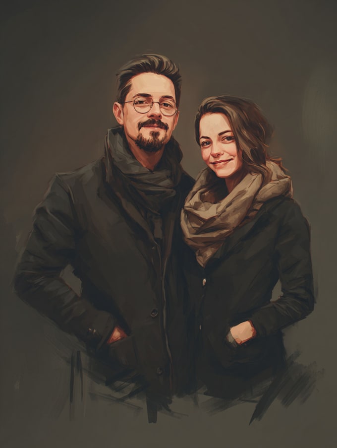 draw realistic couple pencil portrait