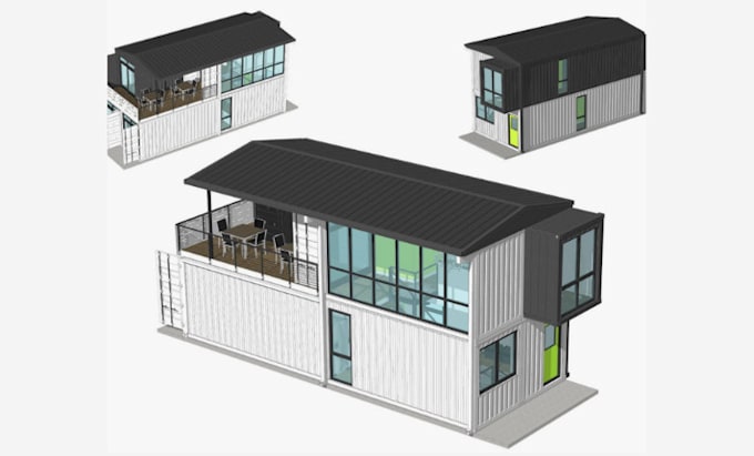 create 3d design for tiny house, cabin, cottage and container house