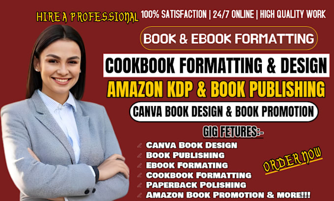 create and design cookbook formatting, kindle publishing amazon kdp ads
