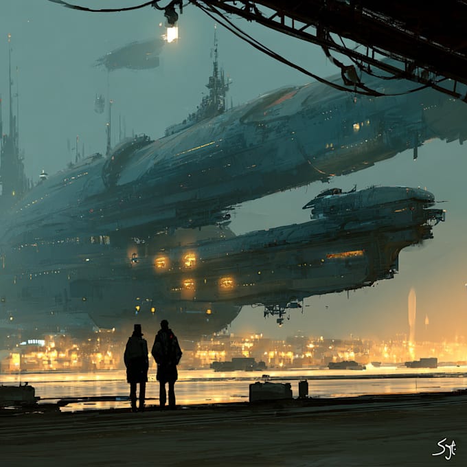 create a sci fi spaceship art