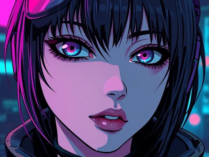 make portrait illustration with cyberpunk anime style