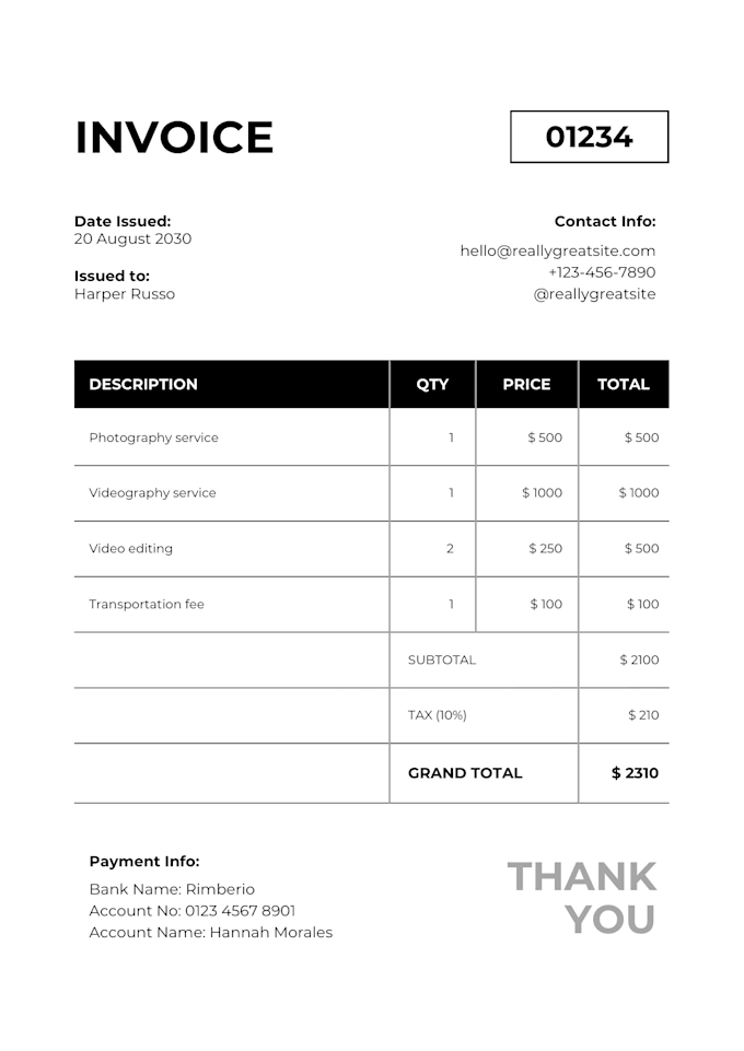 Make an editable invoice template by Azhar ale Fiverr