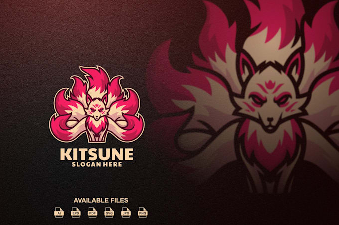 design your kitsune logo design and brand identity with creativity
