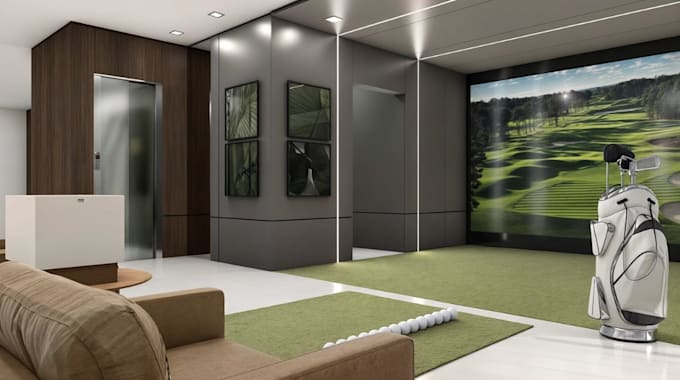 Update luxury golf simulator,golf studio design,8k rendering,virtula ...